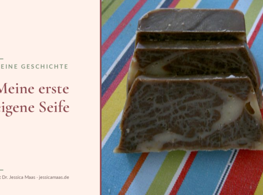 Anschnitt meiner ersten selbstgesiedeten Seife von 2005; Titel: Meine erste eigene Seife
